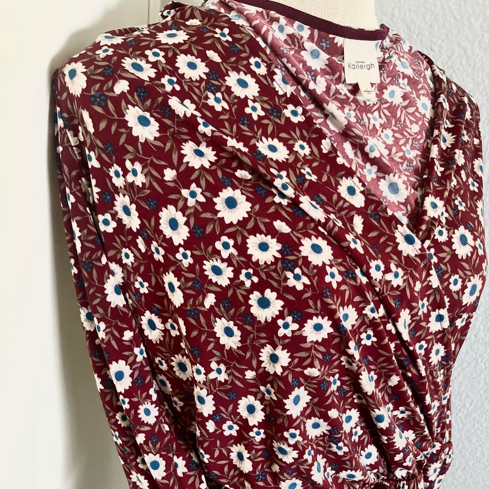 Kaileigh Marroon Floral Jumper Dress - Picture 3 of 5